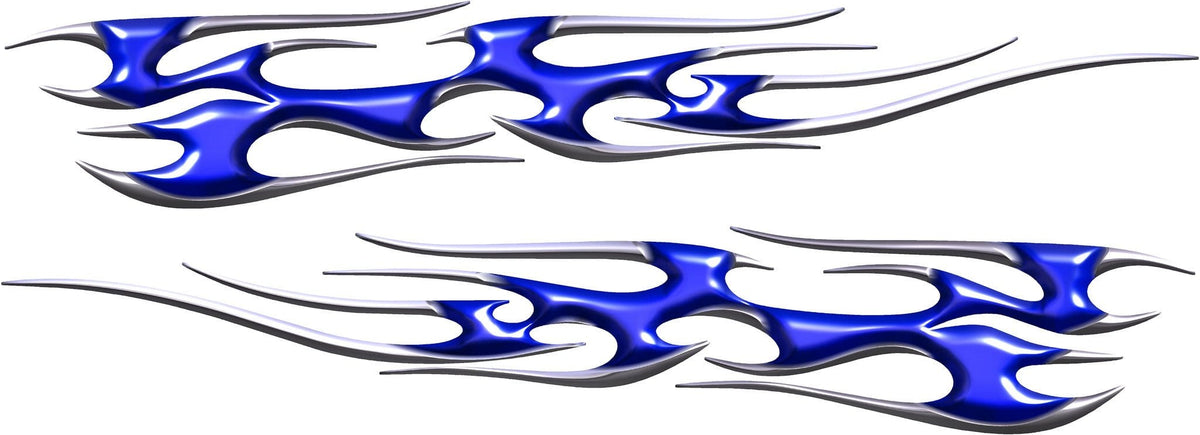 blue chrome flames decals kit for car